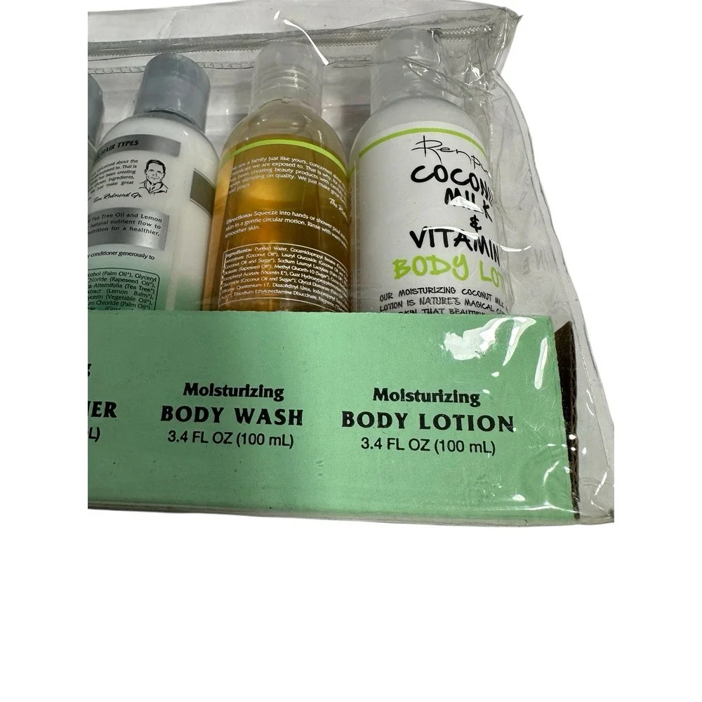 REN PURE shampoo conditioner‎ body wash lotion loofah set COCONUT